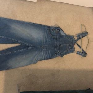 Free People Wide Leg Denim Overalls
